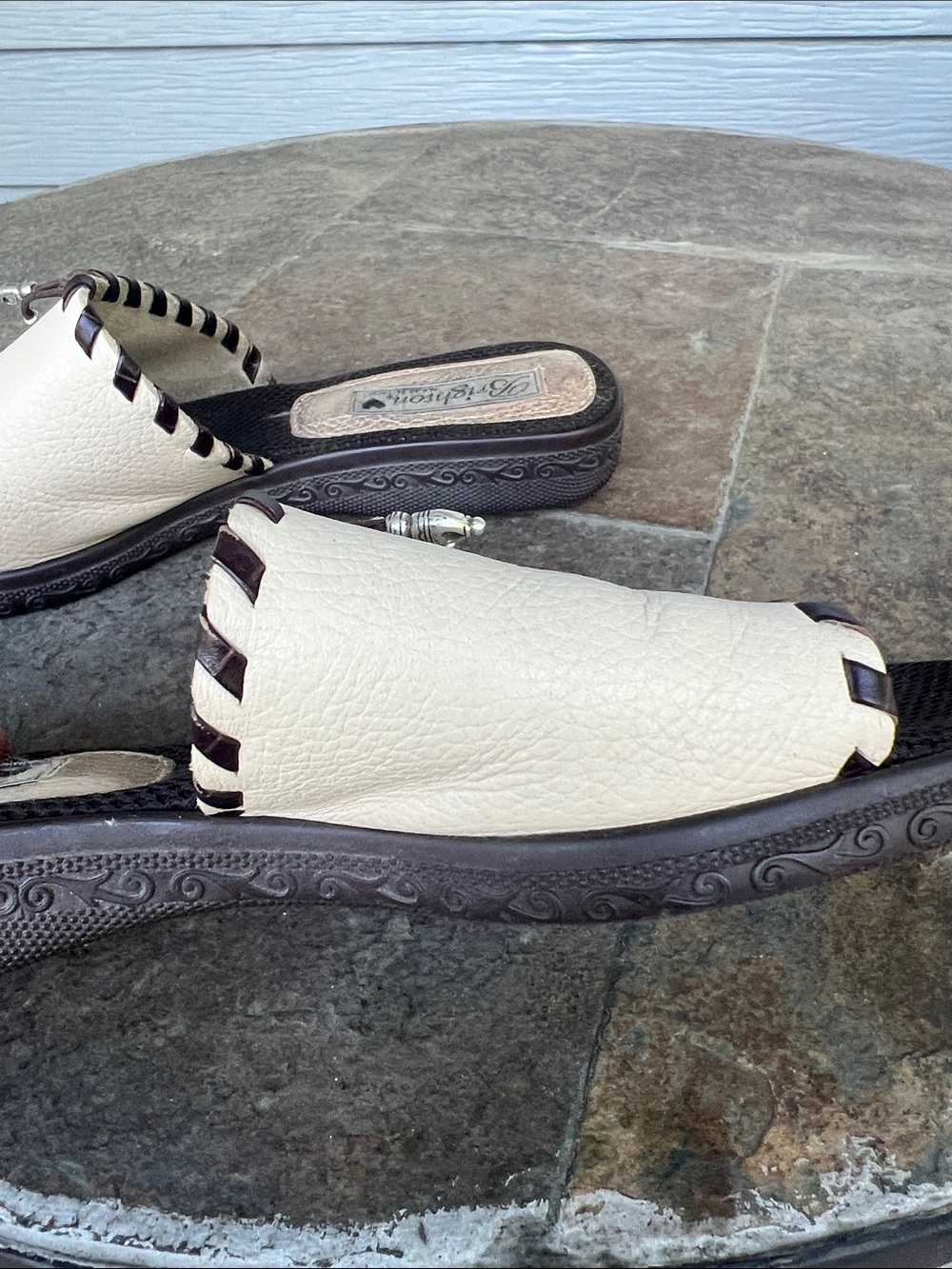 Brighton Cream Leather Slip-On Mules with Braided Trim - Picture 7 of 12